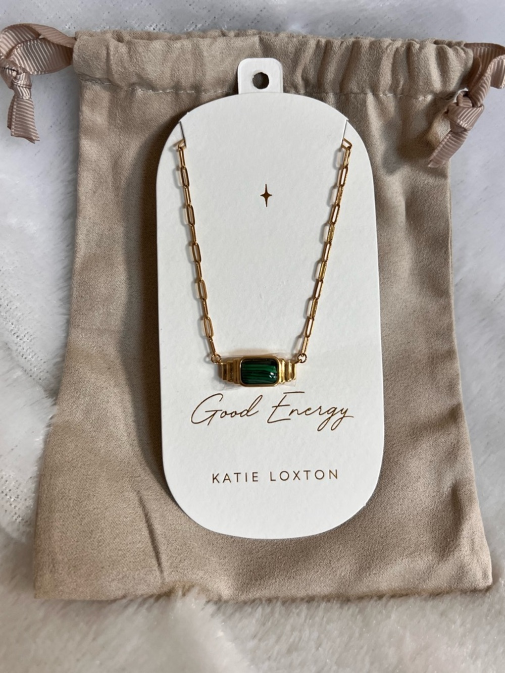 Katie Loxton green stone necklace, NWT